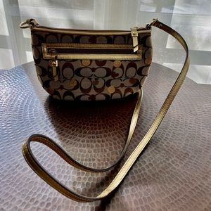 Coach Poppy Signature Gold Dot Heart Sling Bag